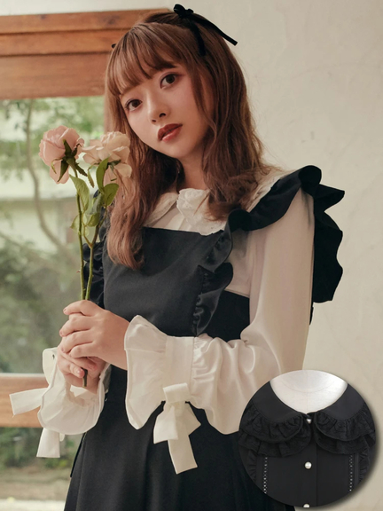 リボンカフスドーリーブラウス(オフホワイト)