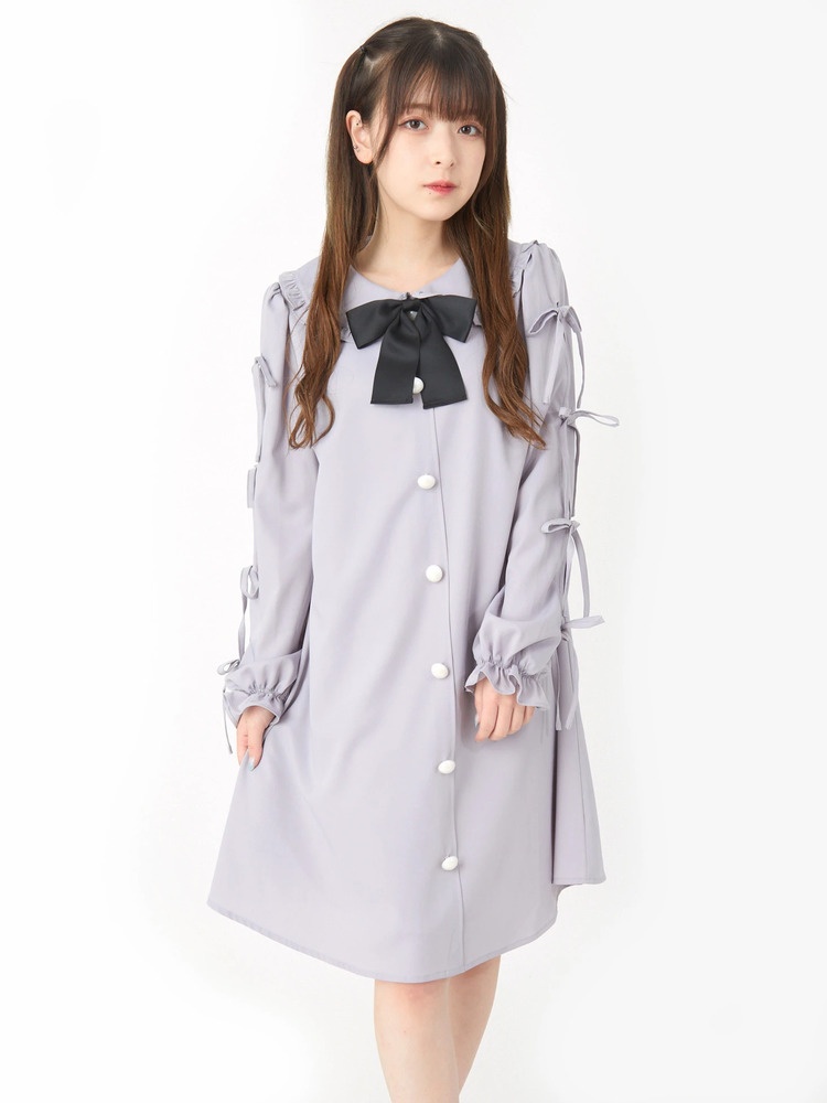 袖リボンAラインワンピース - Ank Rouge(アンクルージュ)のワンピース  