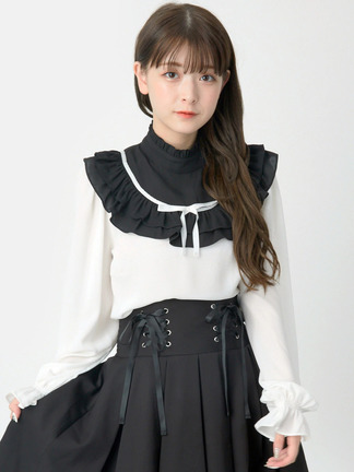 00s 希少 ALGONQUINS ヨーク切替コットンフリルゴシックブラウス 00s 希少 ALGONQUINS ヨーク切替コットンフリルゴシックブラウス