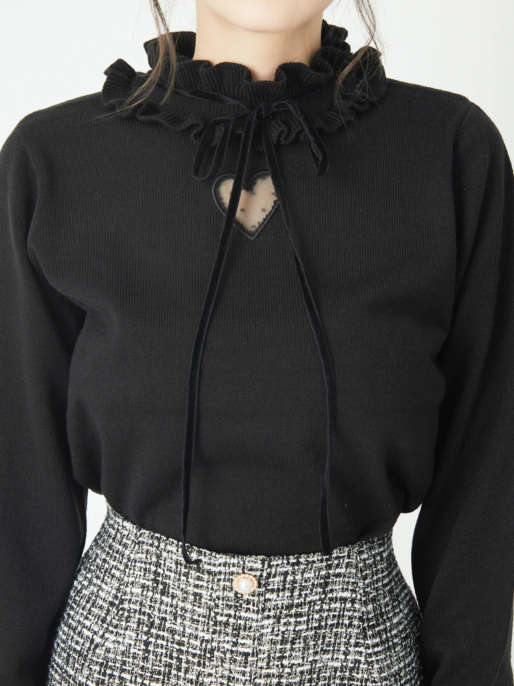 jiayu様二点専用 ^_^ 黒 S レッド  大人気☆ハートくり抜きニット SLY | HEART HOLE 2WAY CRUSH トップス (ニット ) |SHEL'TTER