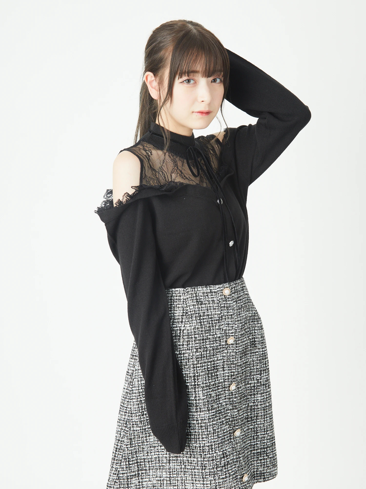 ♡新品タグ付き♡レース切替ワンショルニット♡ レース切替ニットプルオーバー｜Stola.（ストラ）公式通販サイト