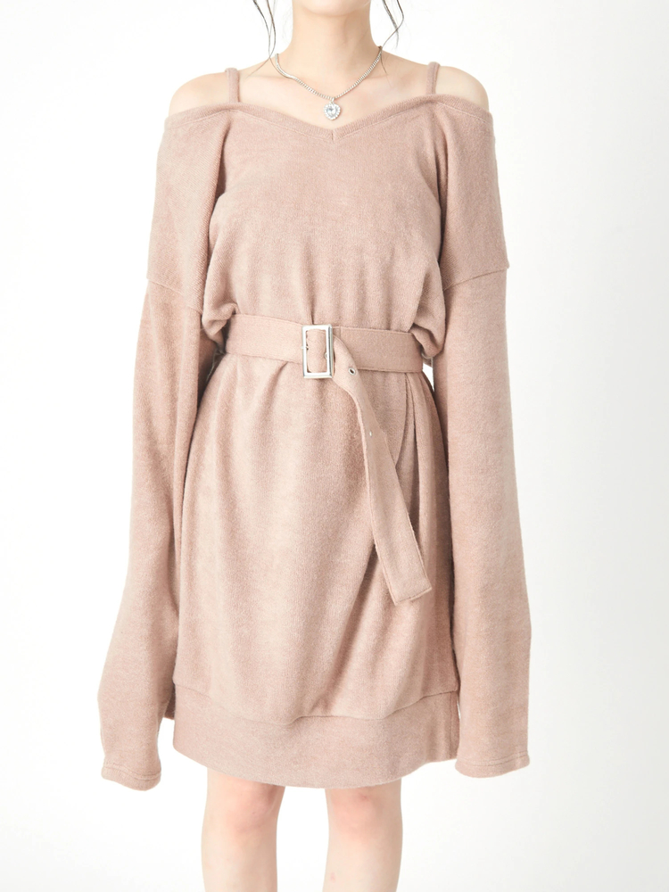 ネックレス付きオフショルニットワンピース - Ank Rouge(アン