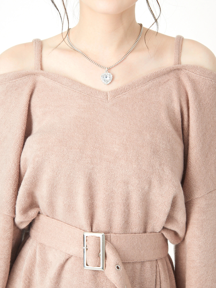 ネックレス付きオフショルニットワンピース - Ank Rouge(アン