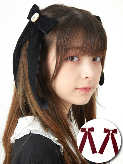 ベロアリボンバレッタSET(ワイン)
