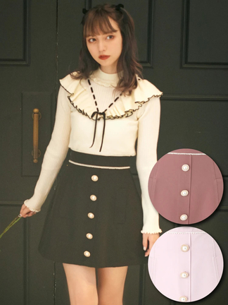 ビジューボタン台形スカート - Ank Rouge(アンクルージュ)のスカート