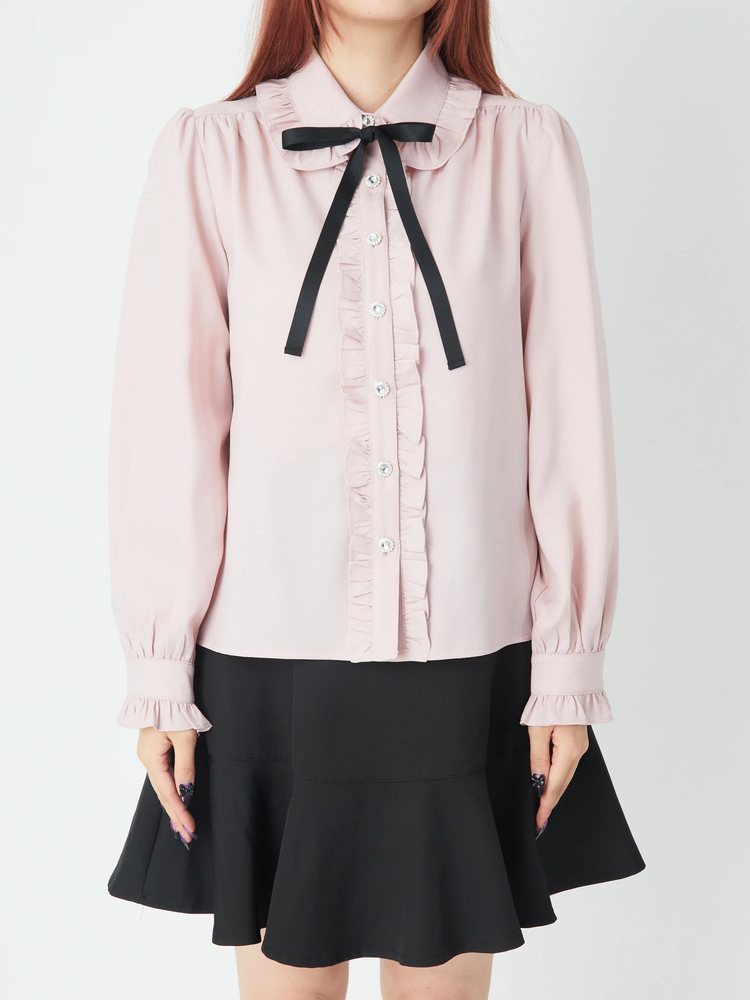美品Ank Rouge アンクルージュビジューボタン付きフリルワンピース リボン 03_011-750.jpg