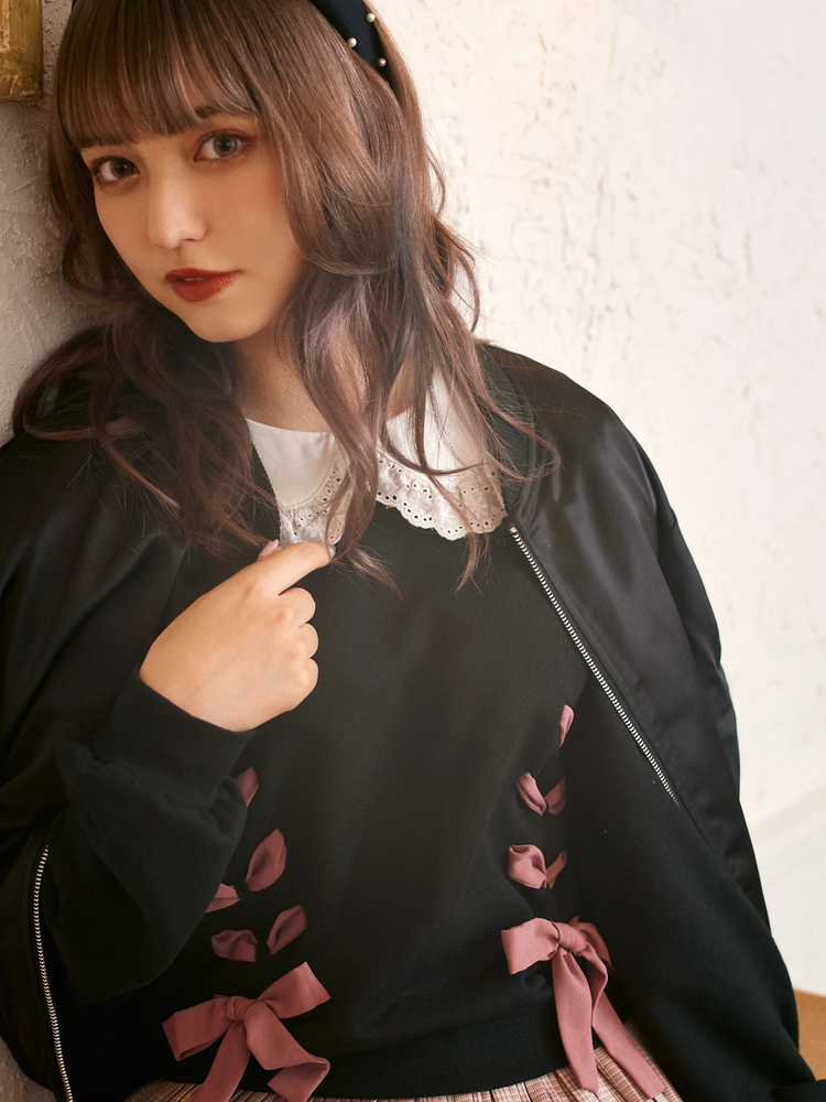 ロゴリボンサテンブルゾン - Ank Rouge(アンクルージュ)のブルゾン