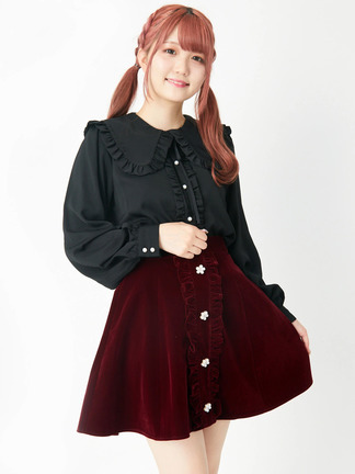 aereベロアスカート high-waist velours skirt -made in Japan - | aéré