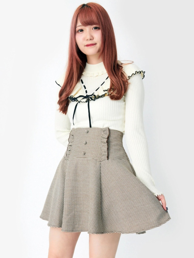 千鳥柄フレアーヘムSK - Ank Rouge(アンクルージュ)のスカート  