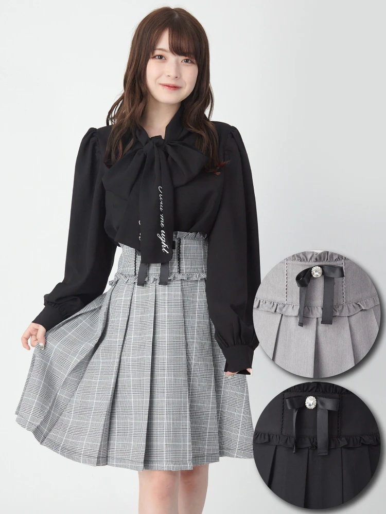 ビジューリボンプリーツスカート - Ank Rouge(アンクルージュ)の