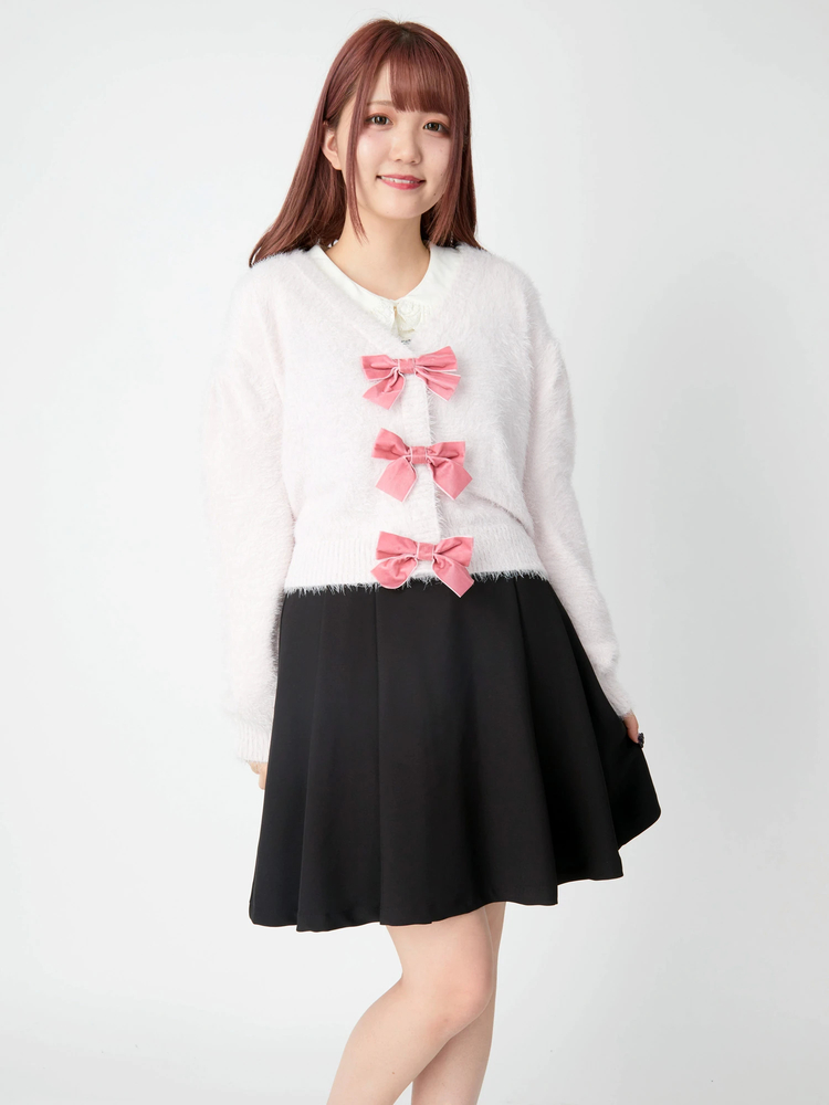 WONDERFUL WORLD フード付きカーディガン F 赤 リボン フリル Lace Up Frill Cardigan/レースアップフリルカーディガン