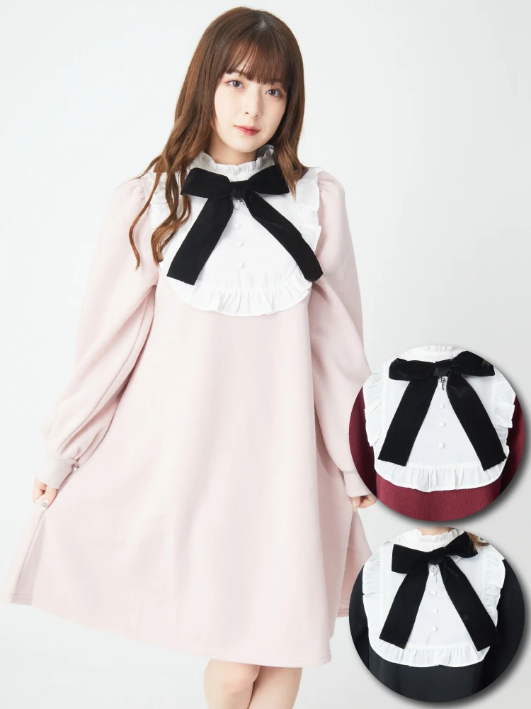 な*お様 ワンダフルワールド フード付きワンピース サッシュリボン 赤リボン熊 カギモチーフリボンカットワンピース - Ank Rouge(アンクルージュ)の