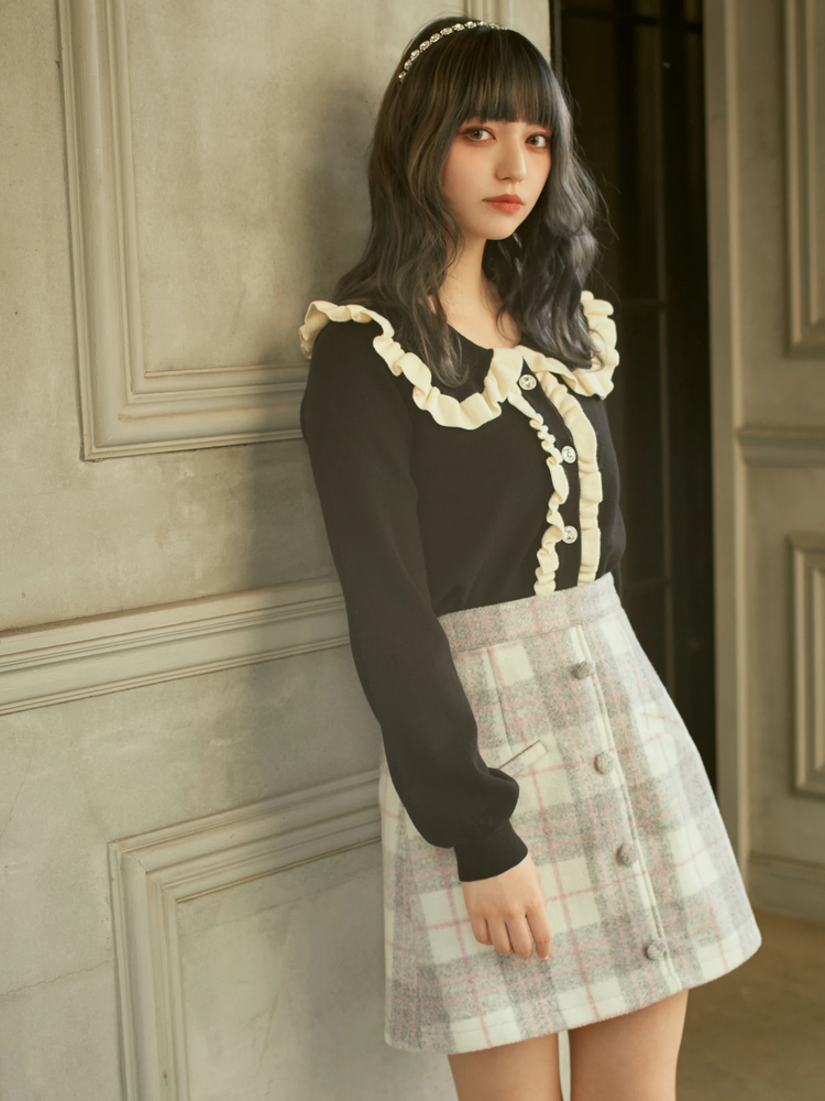 配色フリルニットプルオーバー - Ank Rouge(アンクルージュ)のニット