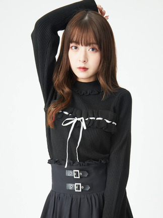 【新品】Rirandture /フリルカラープルオーバー/ブラック AMBIDEX Store △〇lasew フリルカラーブラウス(F ベージュ
