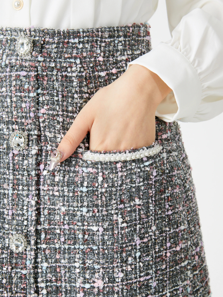 So Close ビーズ刺繍ファンシーツイードスカート