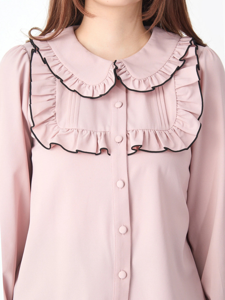 Ank Rouge♡フリル付きピンク長袖チュニック 割引ファッション - Ank Rouge♡フリル付きピンク長袖チュニック