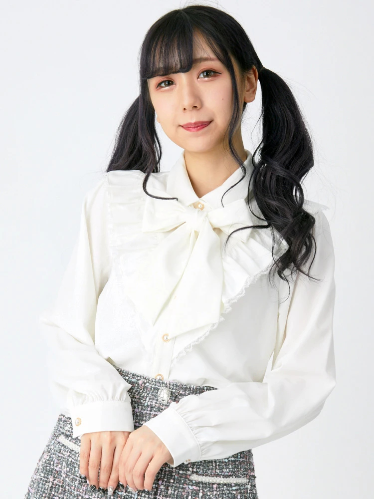 ヨークフリルリボンタイブラウス - Ank Rouge(アンクルージュ)のシャツ