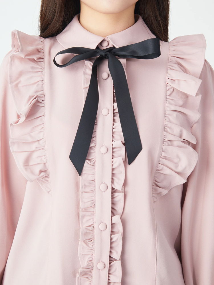 Angelic Pretty 2Wayリボンタイ付きフリルブラウス生成り×赤