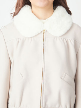 新品同様使用感無✩アイスブルー✩ブルーフォックス＆ラパン✩ファーコート✩柔らか軽 ファー衿ZIPブルゾン - Ank Rouge(アンクルージュ)のブルゾン