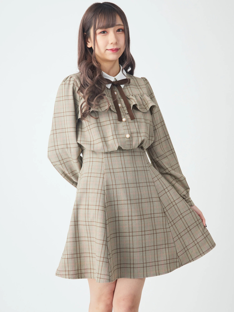 ANDMARY】Juni check dress andmary アンナチェックドレス ベージュ