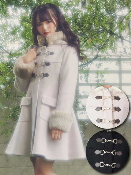 ビット付きフレアーダッフルコート(ベージュ)