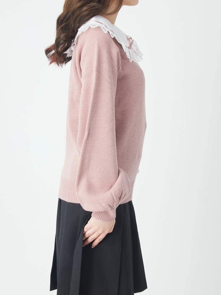 ☆Ree☆★新品 ピンクラテ★りぼんパ-ルトップス 160 はしごレースリボンTOPS - Ank Rouge(アンクルージュ)のニット