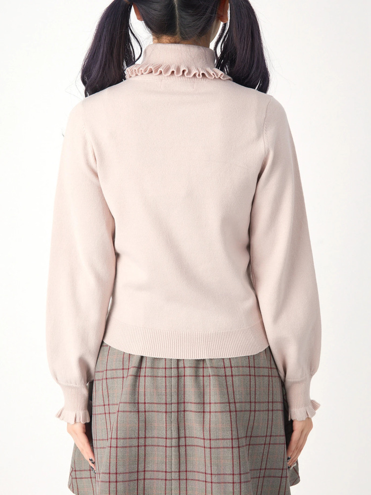 Ank rouge♡ハシゴリボンフリルタートルニット ハイネック スナ系 Ank rouge♡ハシゴリボンフリルタートルニット ハイネック スナ
