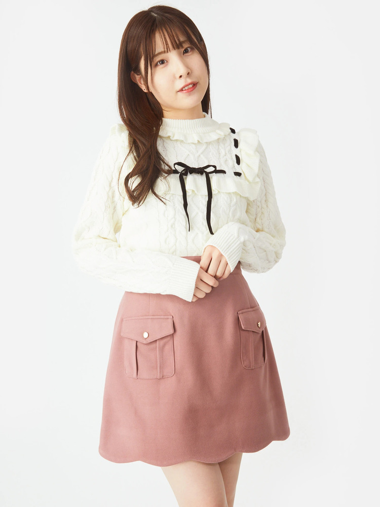裾スカラップ台形ミニSK - Ank Rouge(アンクルージュ)のスカート