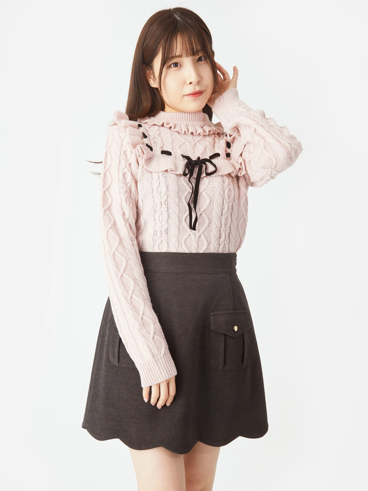 裾スカラップ台形ミニSK - Ank Rouge(アンクルージュ)のスカート