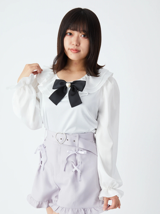 アンミヌ　ドゥーブルカラーブラウス バンドカラータックブラウス【7分袖】 (APBL24209-41) | ANCHOR WOMAN