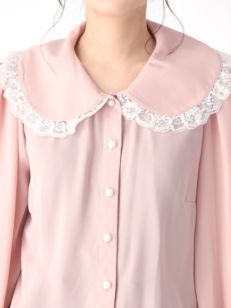 インゲボルグ フリルブラウス 2枚セット 半袖 レース M~L 黒 B0941 レースフリルリボンブラウス - Ank Rouge(アンクルージュ)の