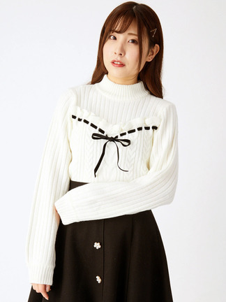 ハシゴリボンケーブルニット - Ank Rouge(アンクルージュ)のニット