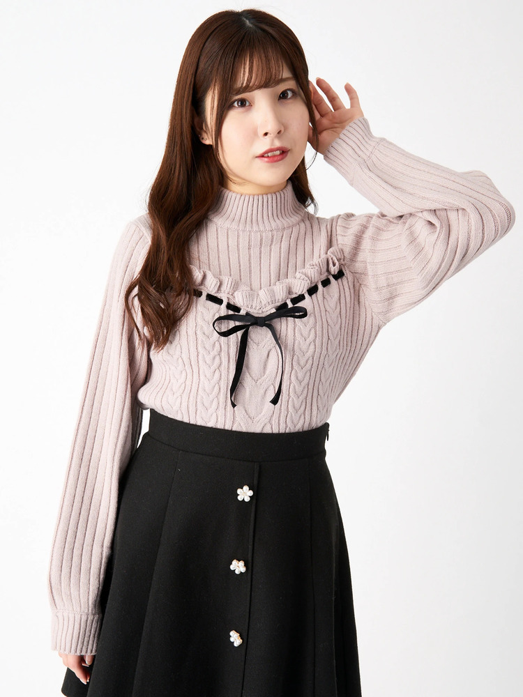 ハシゴリボンケーブルニット - Ank Rouge(アンクルージュ)のニット