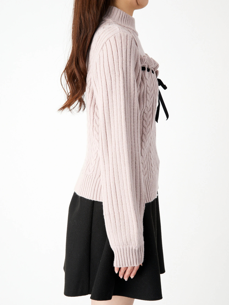 ハシゴリボンケーブルニット - Ank Rouge(アンクルージュ)のニット