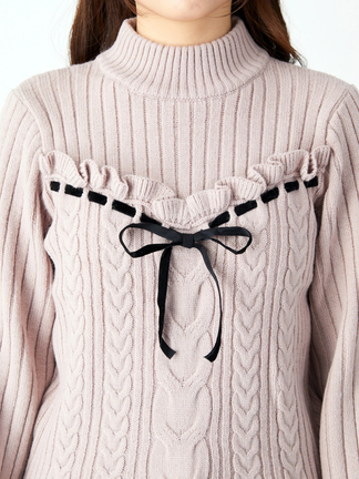 美品✨バーバリーブルーレーベル アンゴラ混 リブ×ケーブル ニットy2k リボン 2025年最新】BURBERRY BLUE LABEL レディース ニット・セーター