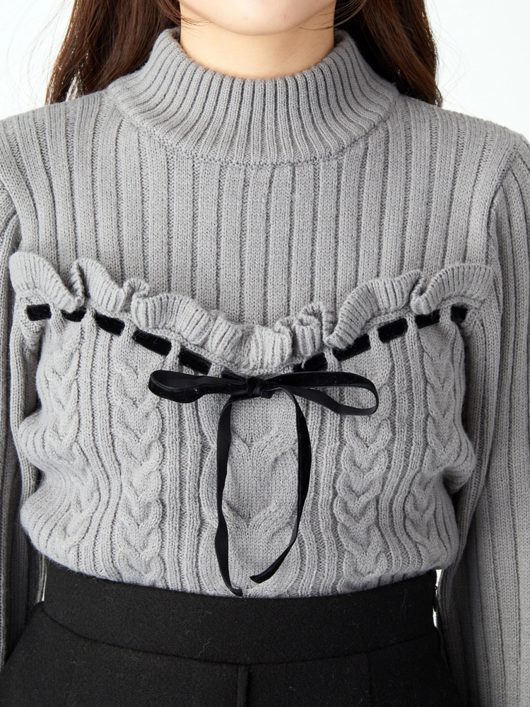 ハシゴリボンケーブルニット - Ank Rouge(アンクルージュ)のニット