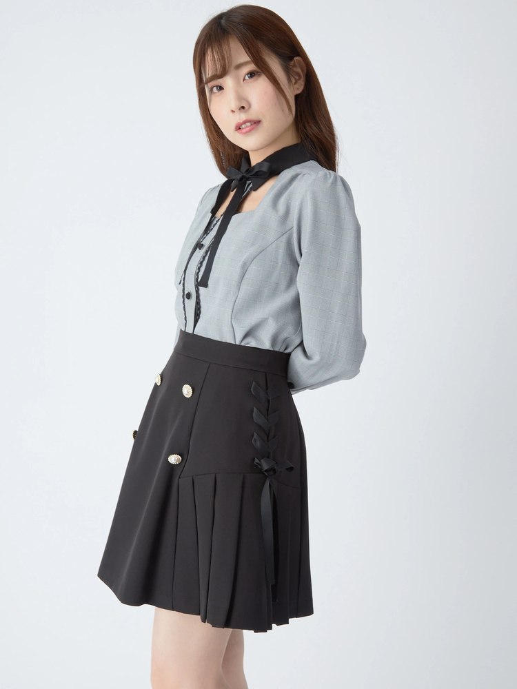 サイドスピンドルプリーツ切り替えSK - Ank Rouge(アンクルージュ)の