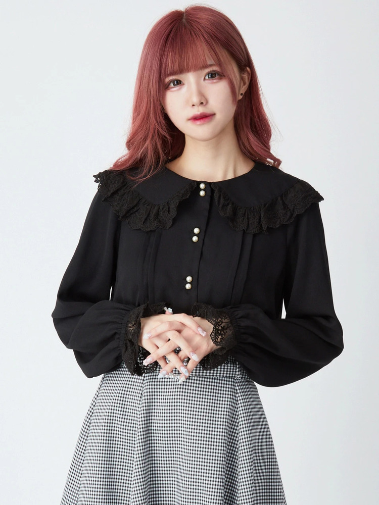 チュールレース衿ブラウス - Ank Rouge(アンクルージュ)のシャツ