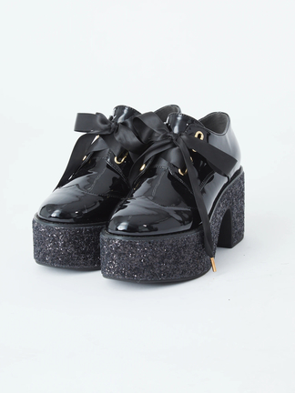未使用品♡Ank Rouge 厚底シューズ 黒 Lサイズ グリッター厚底シューズ - Ank Rouge(アンクルージュ)のパンプス