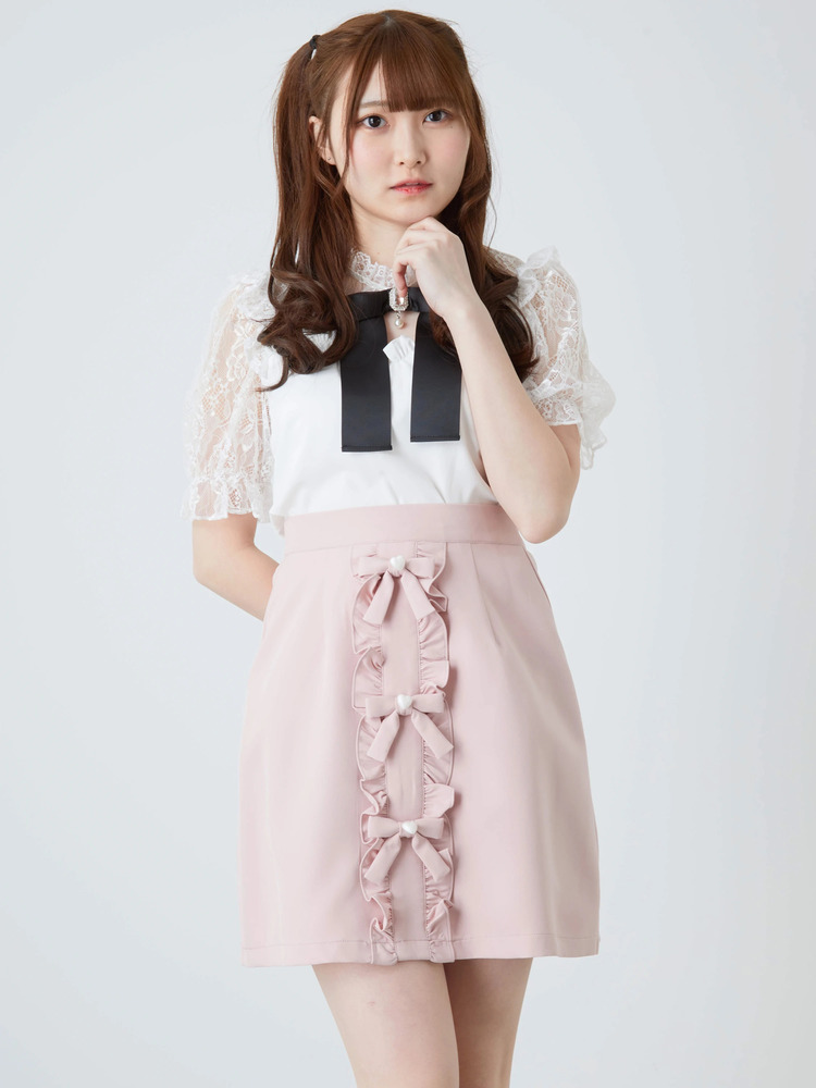 リボンフリル台形スカート - Ank Rouge(アンクルージュ)のスカート