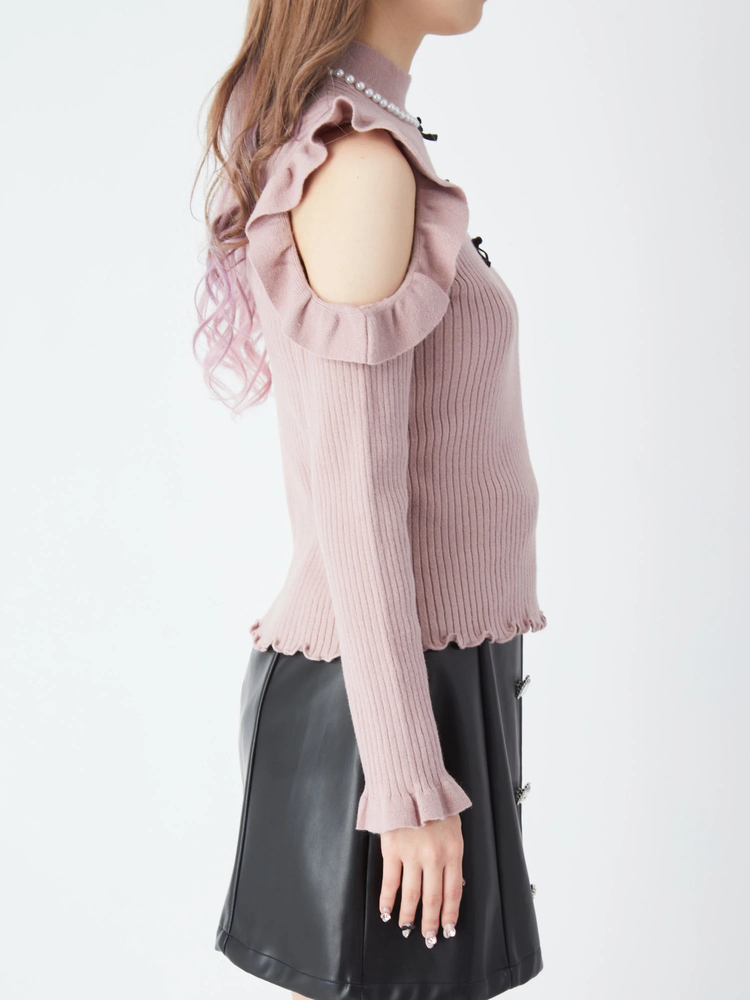 N°21 フリル付きピンクリブニット センターリボンフリルニットspecial set – BUNNY APARTMENT