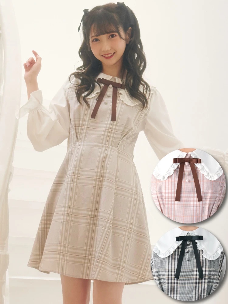 BigフリルカラーチェックOP - Ank Rouge(アンクルージュ)のワンピース  