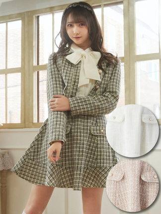 クレイサス☆38☆お洒落ワンピース☆ツイードスカート☆ベージュ クレイサス☆38☆お洒落ワンピース☆ツイードスカート☆ベージュ