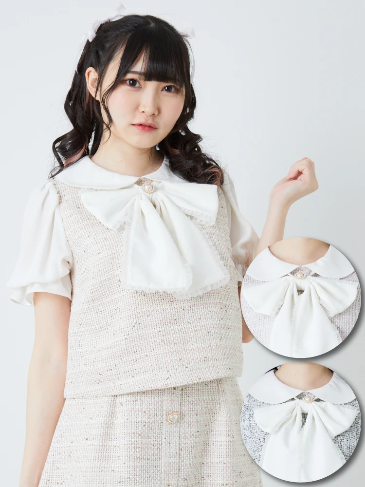 Ank Rouge トップス デコルテあきおリボンTOPS - Ank Rouge(アンクルージュ)のニット