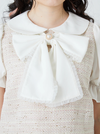 専用ツイードトップス 送料無料!ツイードセットアップドレス/オープンカット/2ピース