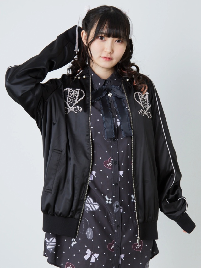 パールハート刺繍スカジャン - Ank Rouge(アンクルージュ)のブルゾン 
