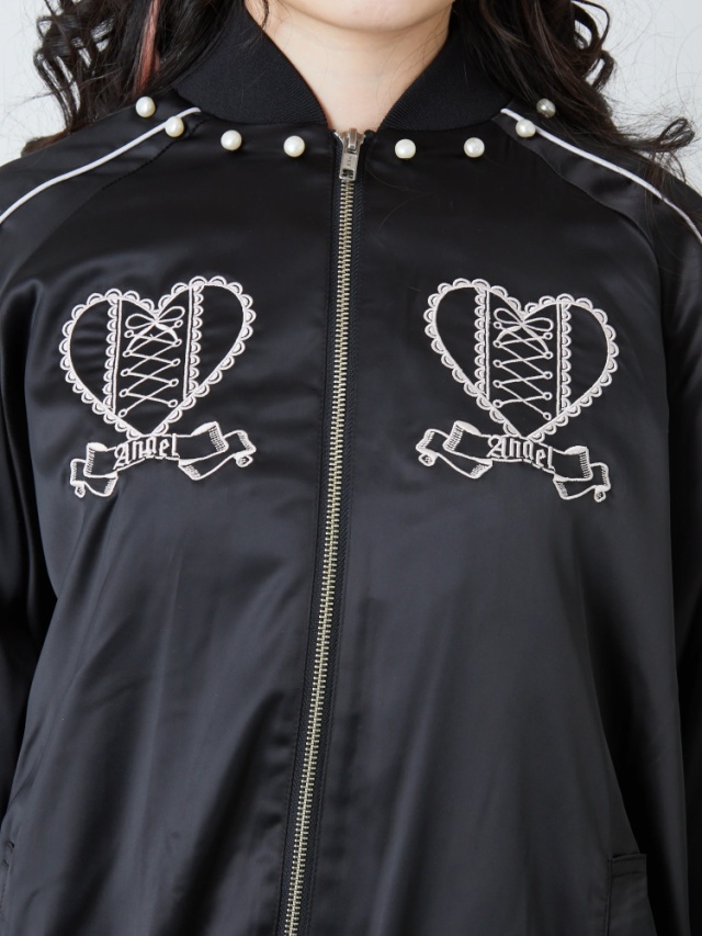 パールハート刺繍スカジャン - Ank Rouge(アンクルージュ)のブルゾン  