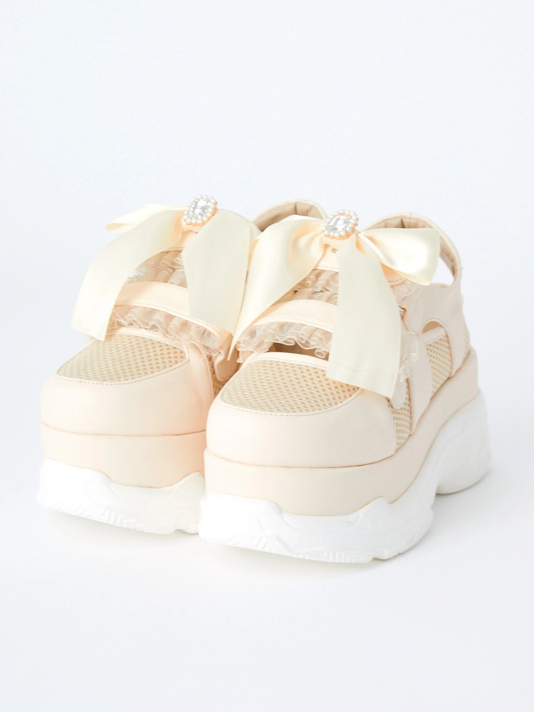 ビジューリボン付きスニーカー - Ank Rouge(アンクルージュ)の