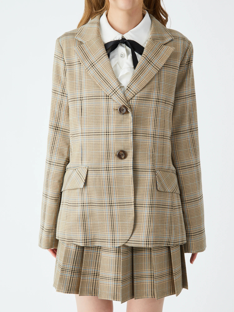 チェック柄シングルジャケット - Ank Rouge(アンクルージュ)の