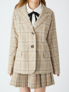 チェック柄シングルジャケット